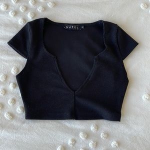 low cut black crop top